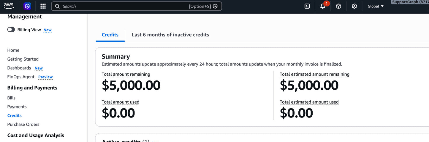 Buy AWS $ 5K Credit